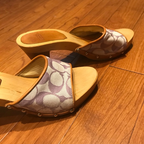 Coach Brenda Wooden Heels Slides - Picture 8 of 9